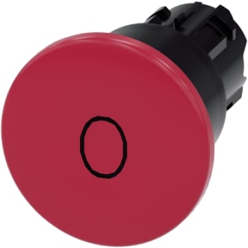 SIEMENS - Paddestoel drukknop, 22mm, rond, kunststof, rood, opschrift: O, 40mm, vergrendel
