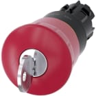 SIEMENS - Noodstop paddestoel drukknop, 22mm, rond, kunststof, rood, 40mm, met RONIS slot