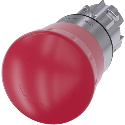SIEMENS - Noodstop paddestoel drukknop, 22mm, rond, metaal, glanzend, rood, 40mm, gedwonge