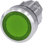SIEMENS - Drukknop verlicht, 22mm, rond, metaal, glanzend, groen, vlakke knop, terugverend