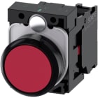 SIEMENS - Drukknop, 22mm, rond, kunststof, rood, vlakke knop, terugverend, met houder 1NC,