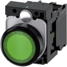 SIEMENS - Drukknop verlicht, 22mm, rond, kunststof, groen, vlakke knop, terugverend, met h