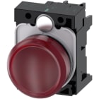 SIEMENS - Signaallamp, 22mm, rond, kunststof, rood, gladde lens, met houder, LED 24V AC/DC
