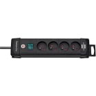 BRENNENSTUHL - Premium-Line 4 prises noir 1,8 m H05VV-F 3G1,25 avec interrupteur *FR/BE*