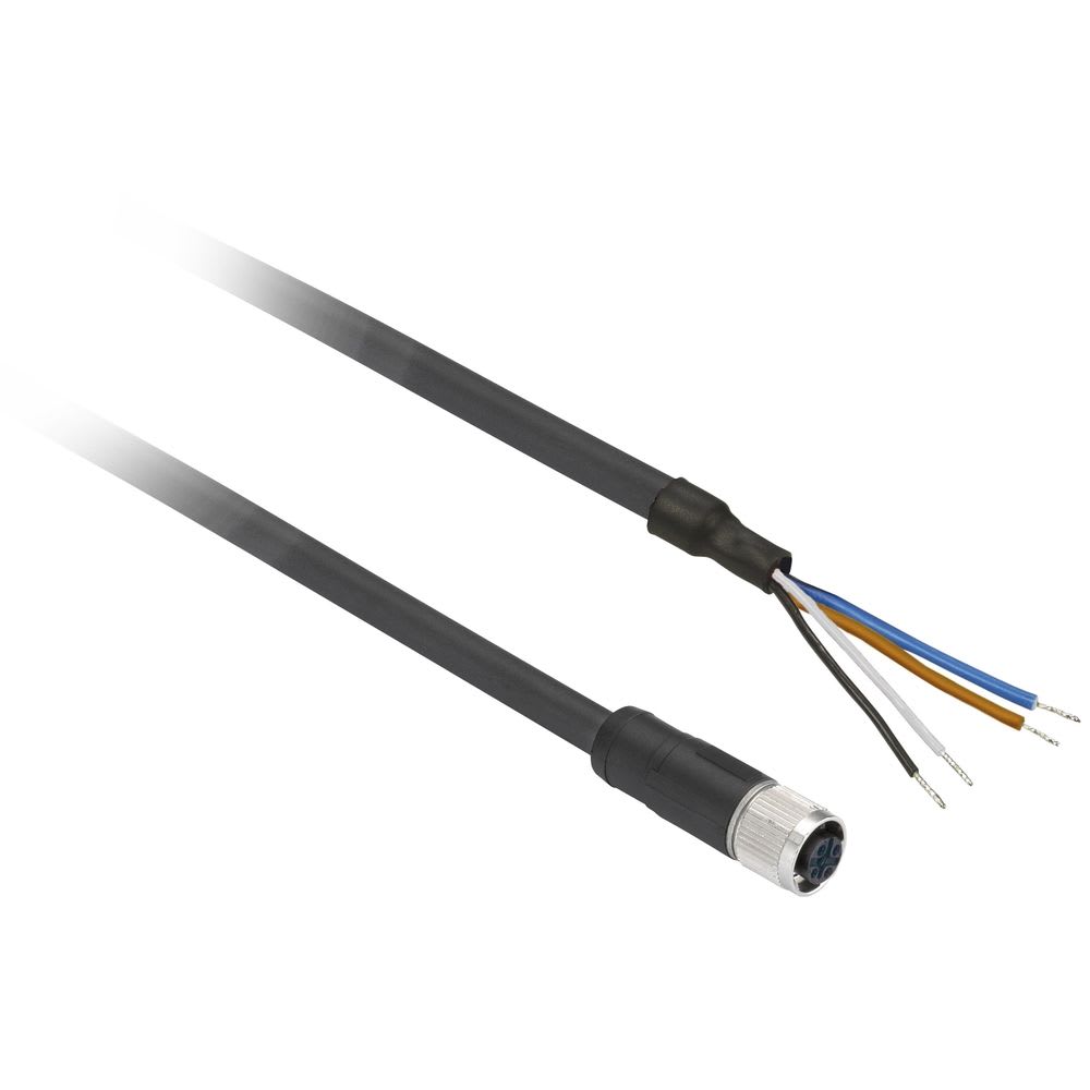 Schneider Automation - connector vrouwelijk, M12, 4 pinnen, recht, voorbedraad - kabel 2 m