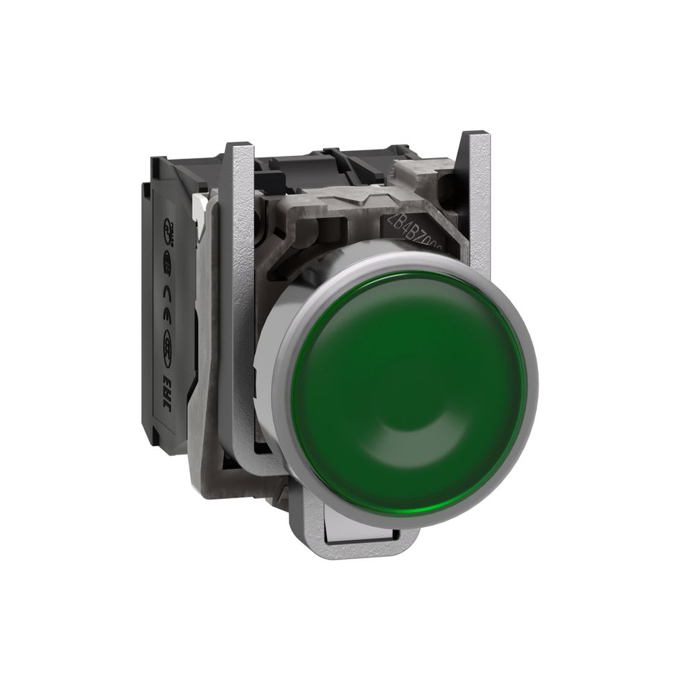 Schneider Automation - Bouton-poussoir lumineux vert Ø22 - à impulsion affleurant - 240V - 1O+1F