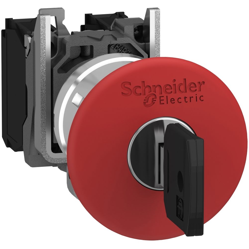 Schneider Automation - Arrêt d'urgence rouge Ø22 - coup-de-poing Ø40 - déverrouillage par clé