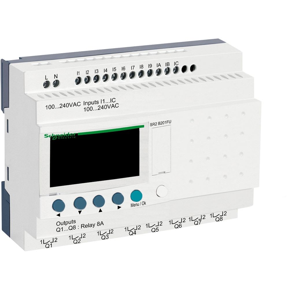 Schneider Automation - Zelio Logic compact smart relay - 20 I/O - 100..240 V AC - klok - display