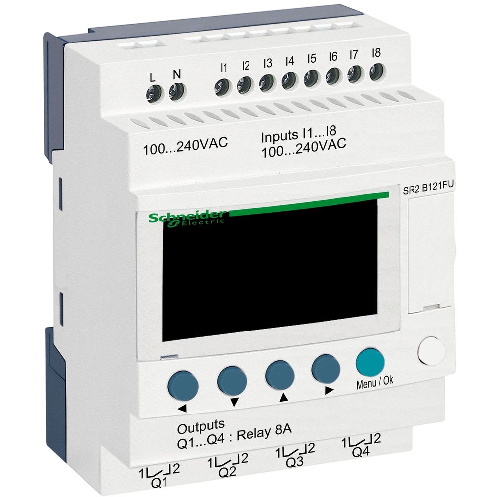Schneider Automation - Zelio Logic compact smart relay - 12 I/O - 100..240 V AC - klok - display