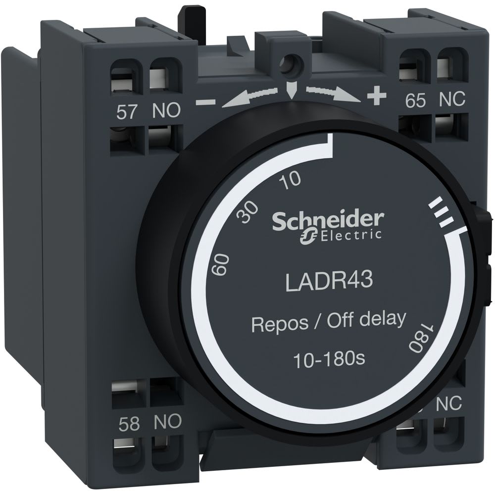 Schneider Automation - Hulpcontactblok 1 no + 1nc tijdvertraging afvallen 10..180s veerkl tes