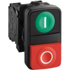 Schneider Automation - groene verzonken/rode uitstekende dubbele drukknop Ø22 - met markering