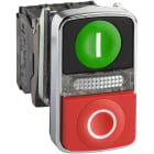 Schneider Automation - groene verzonken/rode uitstekende en verlichte dubbele drukknop Ø22 1NO+1NC 120V