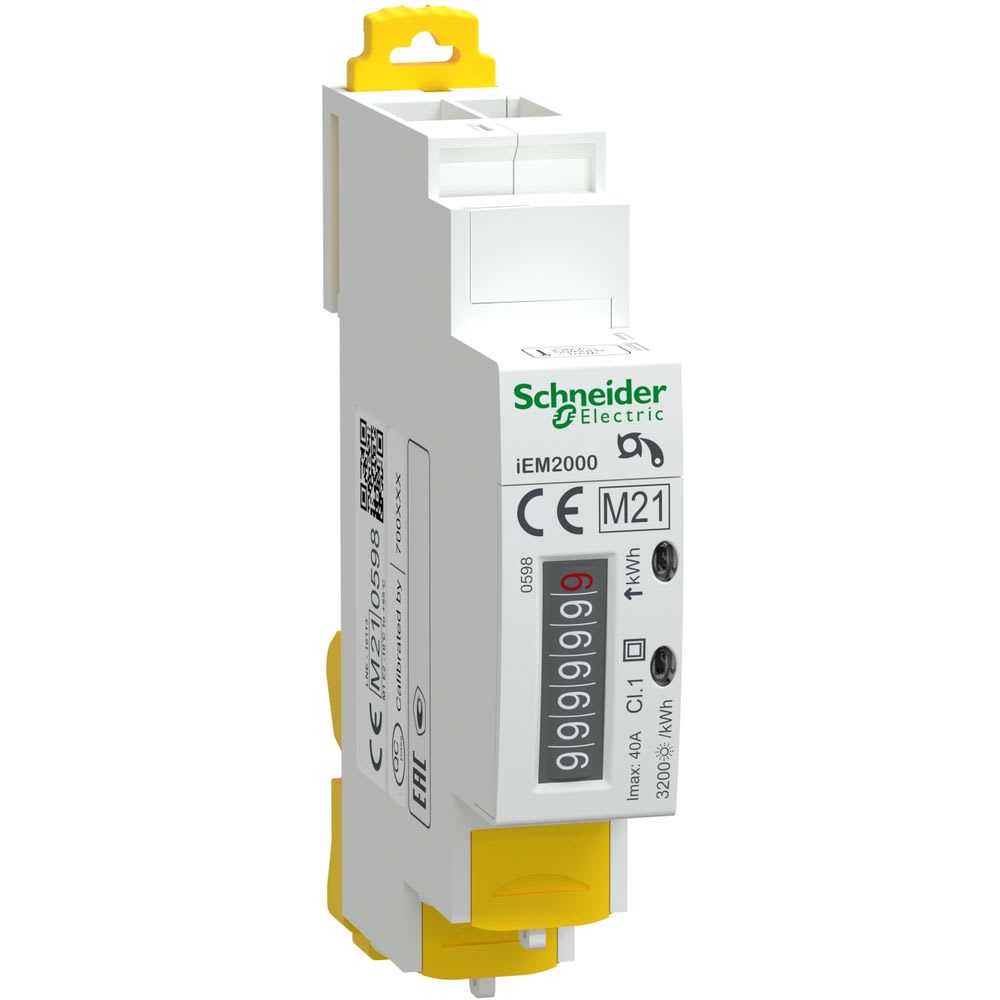 Schneider Distribution - 1-fasige iEM2000 kWh-meter, 40A, 230V, MID gecertificiëerd