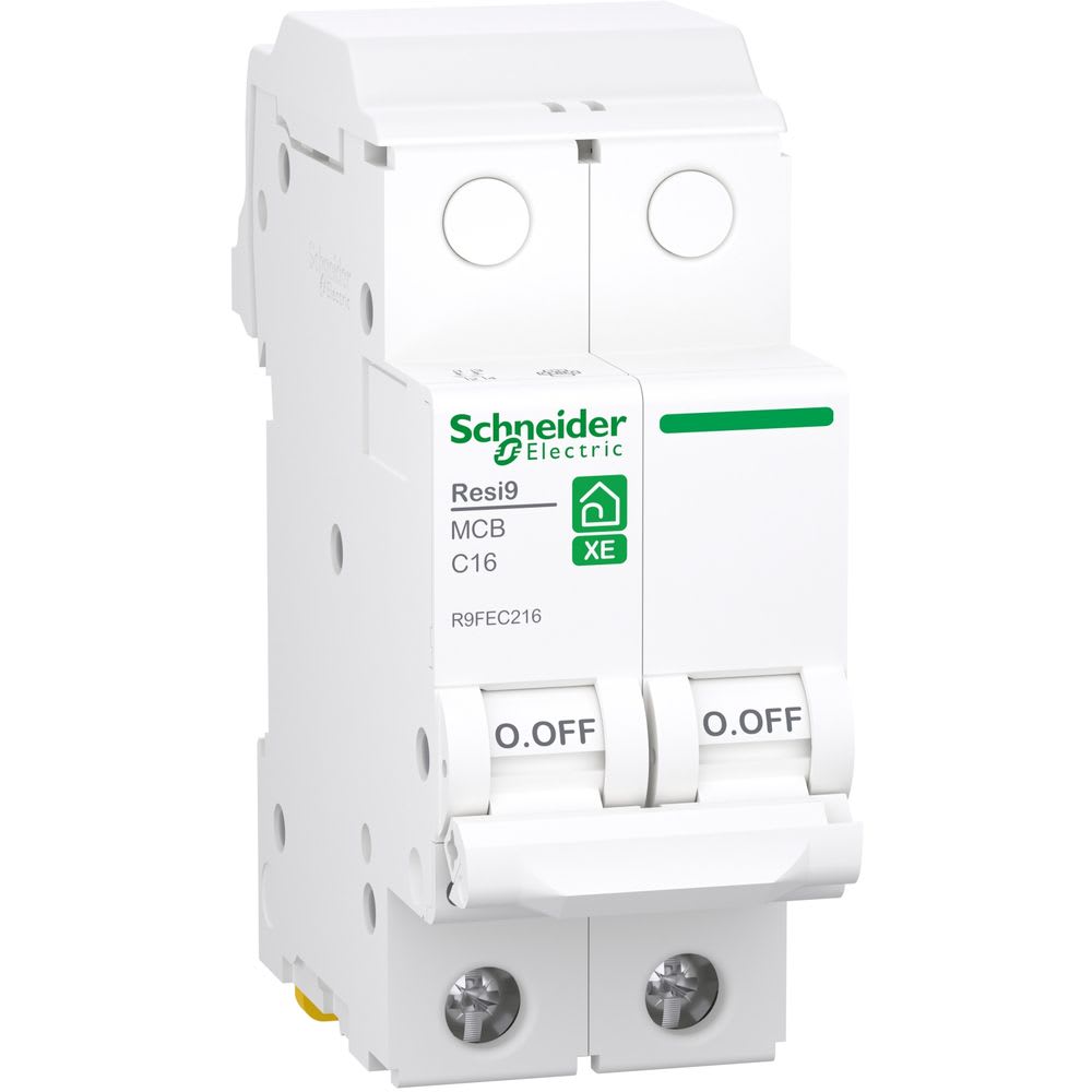 Schneider Residential - Resi9 XE - automaat - 2P - 16A - Curve C - 3000A - 230V