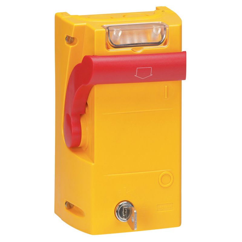 LEGRAND - Kastje met handgreep - kastje geel / handgreep rood - 2 LED-verklikkers