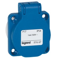 LEGRAND - Contactdoos huishoudelijk P17 blauw 250V 16A 2P+A - kleine hartafstand