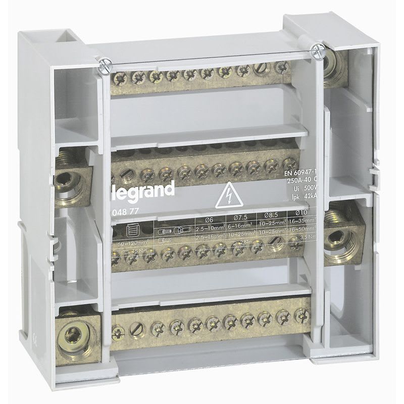 LEGRAND - Répartiteur modulair - 4p - 250A - 12 connexions - 42 kA - 9 modules