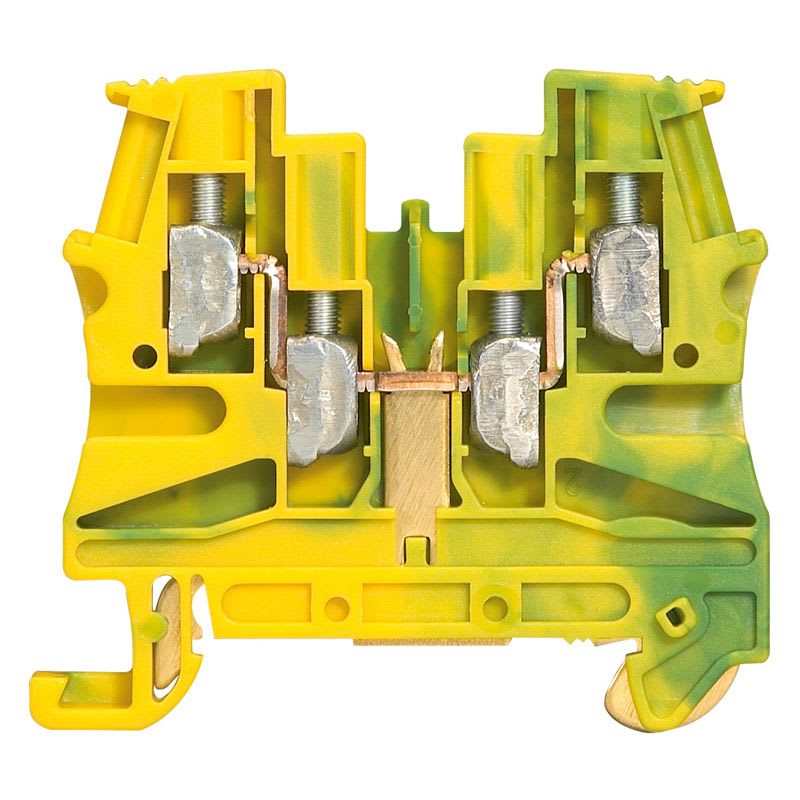 LEGRAND - Schroefklem 1 verbinding - 2 IN/2 OUT 4mm² - metalen voet, groen/geel - Viking 3
