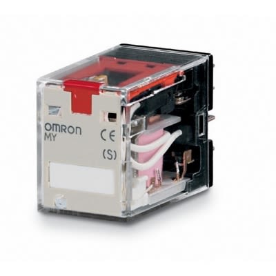 OMRON - Miniatuur relais, led-indicatie, testknop, 220/240VAC, 4NO/NC, 5A, vr aansluitv.