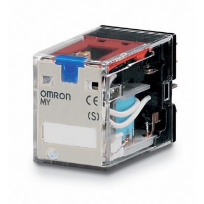 OMRON - Miniatuur relais, led-indicatie, testknop, 24 VDC, 2NO/NC, 10 A, voor aansluitv.