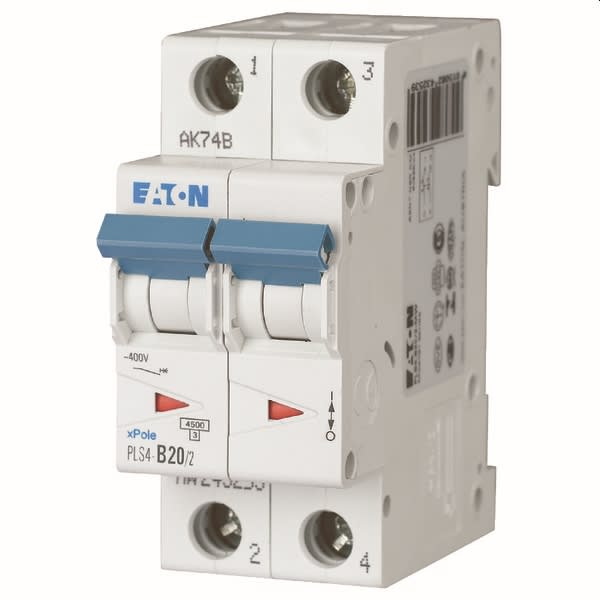 EATON - Disjoncteur PLS4-C20/2-MW , C 20A , 2 poles , 4,5 kA
