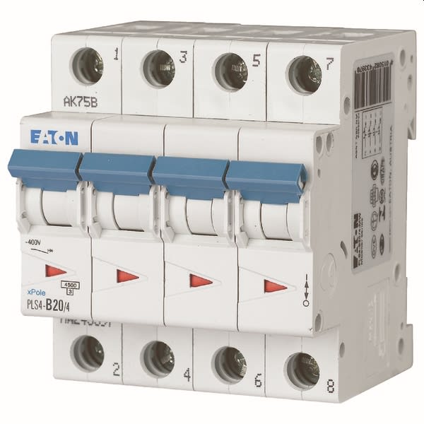 EATON - Installatieautomaat PLS4-C20/4-MW , C 20A , 4 Polig , 4,5 kA