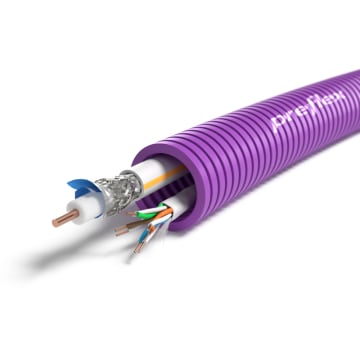 PREFLEX - Preflex tube précâblé 20mm + câble data U/UTP CAT6 4P + TRI6 rouleau 100m
