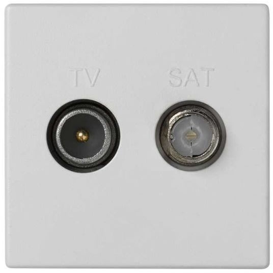 SIMON - Plaque avec prise TV unique, connecteurs CEI mâle + SAT