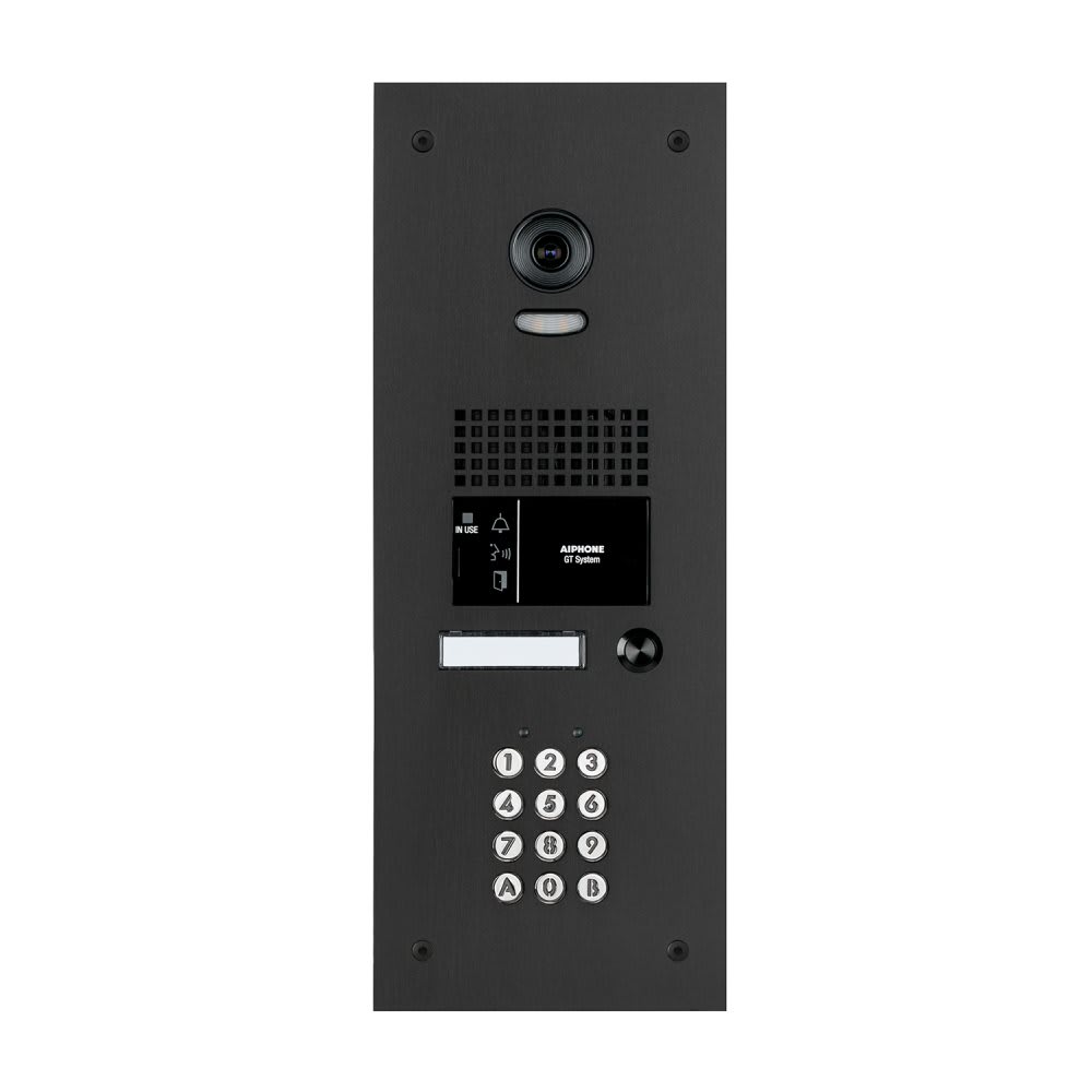 AIPHONE - Zwarte GT-deurpost met 1 drukknop & codeklavier