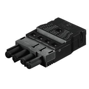 WIELAND - Connector GST18i4, 4P, vrouwelijk, veerklem, diam 6,5-9,0mm, 250V/20A, zwart