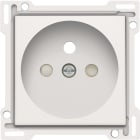 NIKO - Enjoliveur simple pour prise de courant 2P+A (broche) + sécurité, white steel