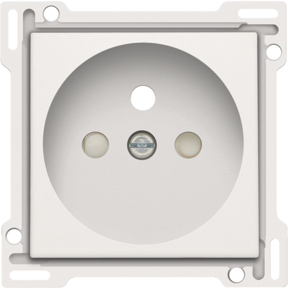 NIKO - Enjoliveur simple pour prise de courant 2P+A (broche) + sécurité, blanc