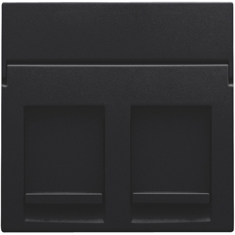 NIKO - Enjoliveur 2x RJ11/RJ45 plate, avec porte-étiquette plein, noir