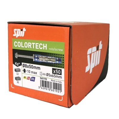 SPIT - Universele pluggen ColorTech 8x50mm met schroef, doos van 50 stuks
