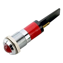 EAO - LED-armatuur 230VAC rood, interne/externe reflector chroom, voor gat 14mm D=16