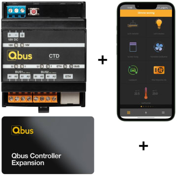 Qbus - Pack: 1 Controller voor 10 (CTD10), 1 Controller uitbreidingskaart voor 15 EXP15
