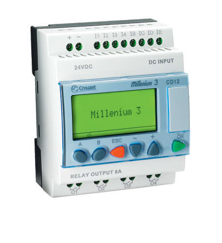 CROUZET - Millenium 3 - Compact versie - CD12 - 24V DC, 8x IN, 4x relais OUT,  LCD displa