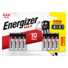 Energizer - Pile alcaline Max - AAA 1,5V - LR03 - blister 6+2 pcs. PROMO