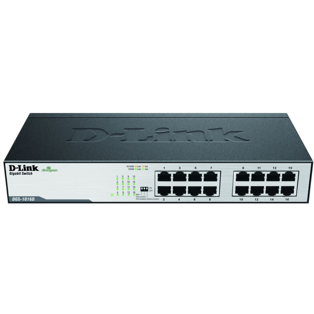 D-LINK - Switch 16 poorten, gigabit ethernet 10/100/1000 base-T
