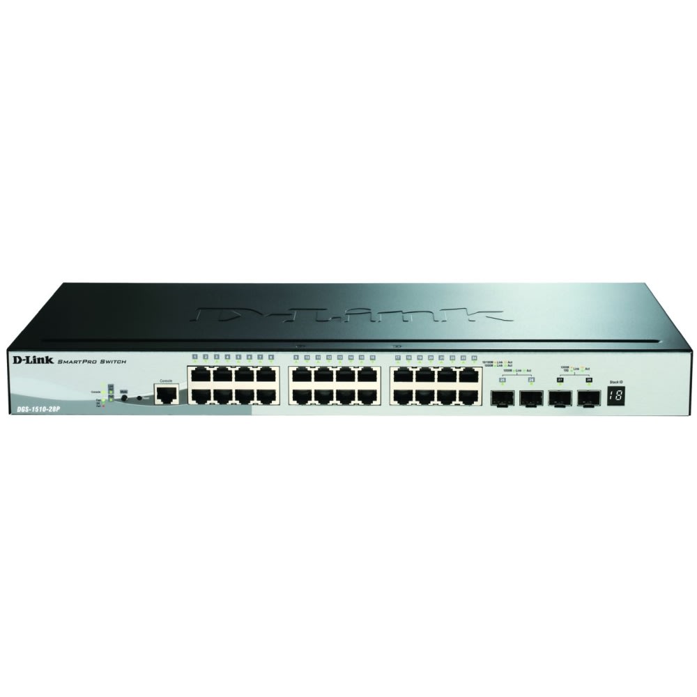 D-LINK - 28-P Gb Stackable PoE Smart Managed Switch including 2 10G SFP+ and 2 SFP ports