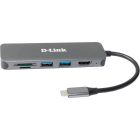 D-LINK - 6-in-1 USB-C Hub met HDMI/kaartlezer/stroomvoorziening