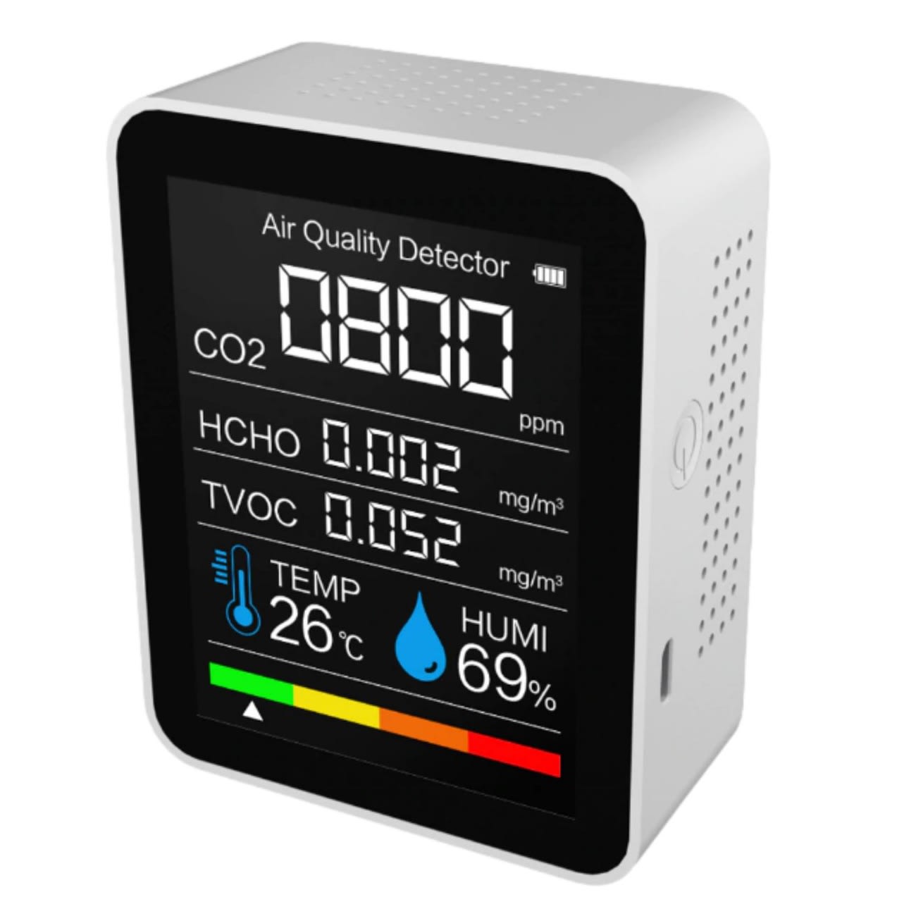 Cebeo - 5-in-1 luchtkwaliteitsmeter CO2, VOS, HCHO, temperatuur en luchtvochtigheid