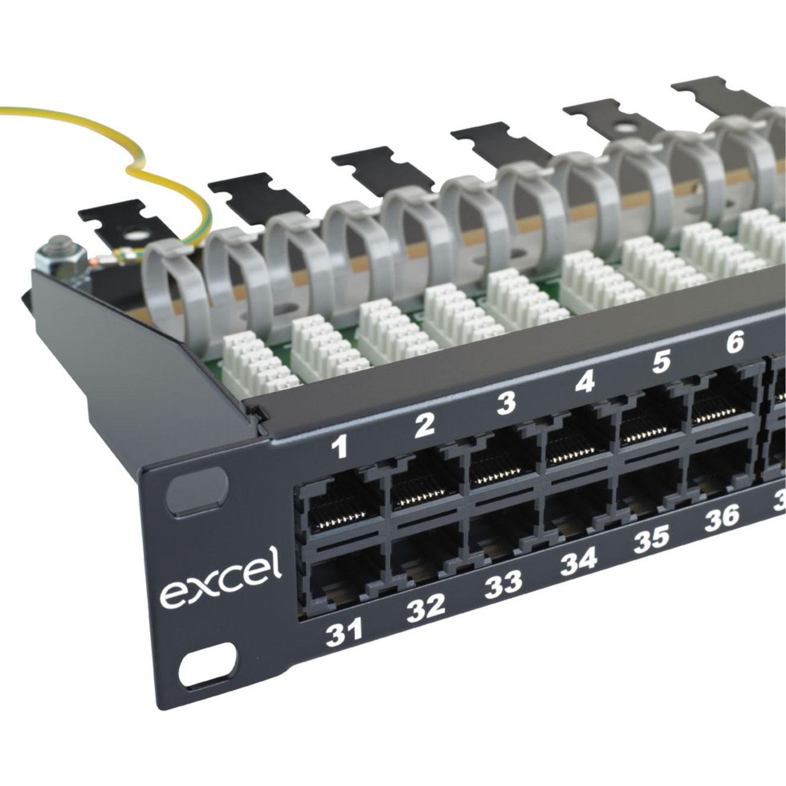 Excel Networking Solutions - Voice RJ45 Patch Panel - 50-port, 3-pair, 1U - Black
