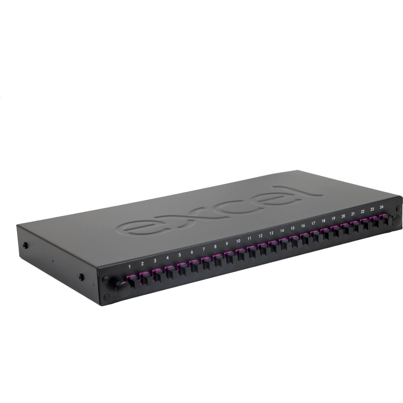 Excel Networking Solutions - 24 Way OM4 Fibre Panel - 24 LC DX 48 Fibre + Pig Tail & Cassette - Violet