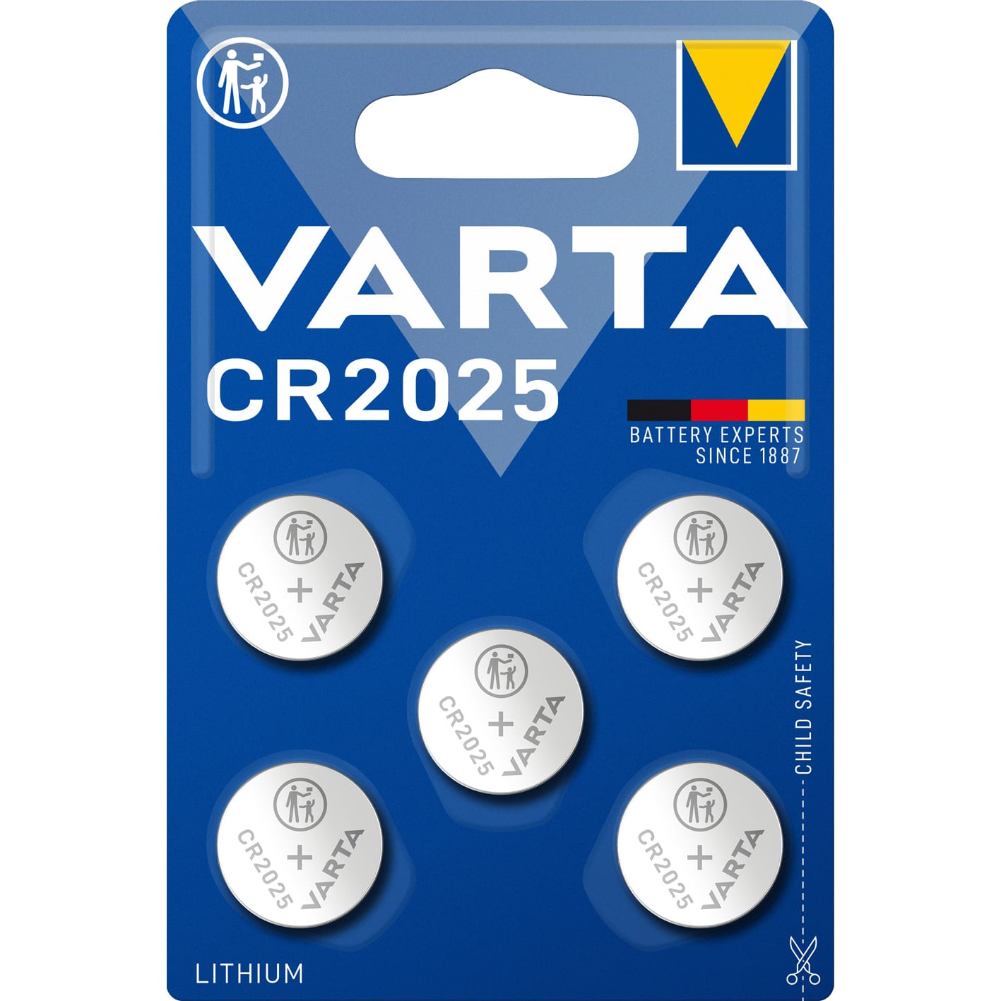 Pile bouton LITHIUM - CR2025 - 3V - blister 5 pc. VARTA