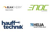 logo's Elkaterm, Enoc, Hauff Technik, helia