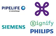 logo's pipelife, proximus, Siemens, signify