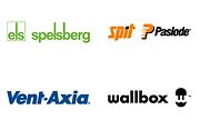 logo's Spelsberg, Spit, Vent Axia, Wallbox