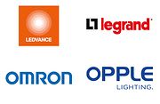 Logos ledvance, legrand, Omron, Opple